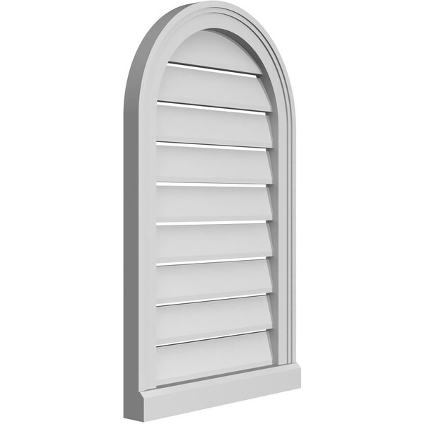 Round Top Surface Mount PVC Gable Vent: Functional, W/ 2W X 2P Brickmould Sill Frame, 18W X 30H